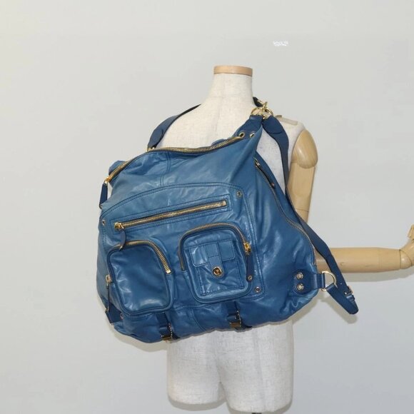 GUCCI Backpack Leather 2way Blue Auth - Picture 1 of 16